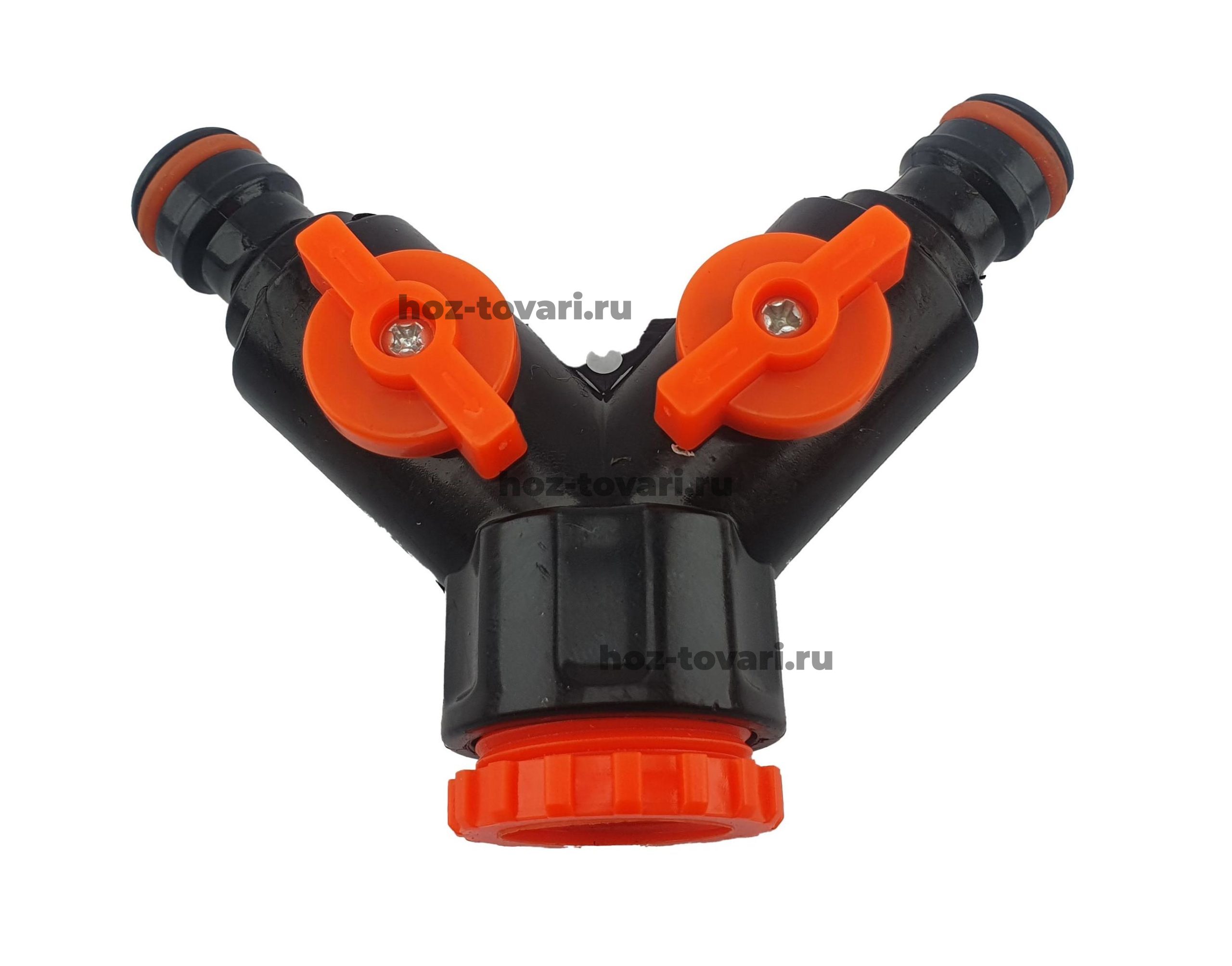Адаптер - тройник с двумя кранами с В/Р 1"-3/4"  HL1019  1/10/120   0074